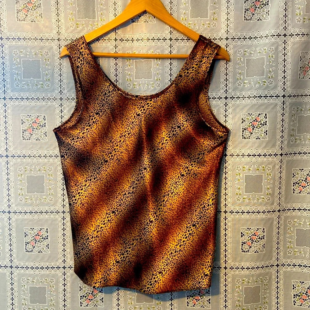Women’s sleeveless cami, tiger print, 100% polyester